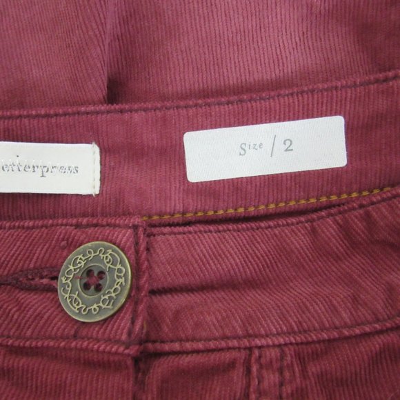 Pilcro and Letterpress Anthropologie Corduroy Skirt Burgundy Knee Size Small - Picture 9 of 13